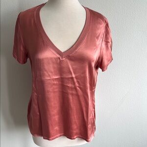 Elegant V-Neck Satin Top in Pink